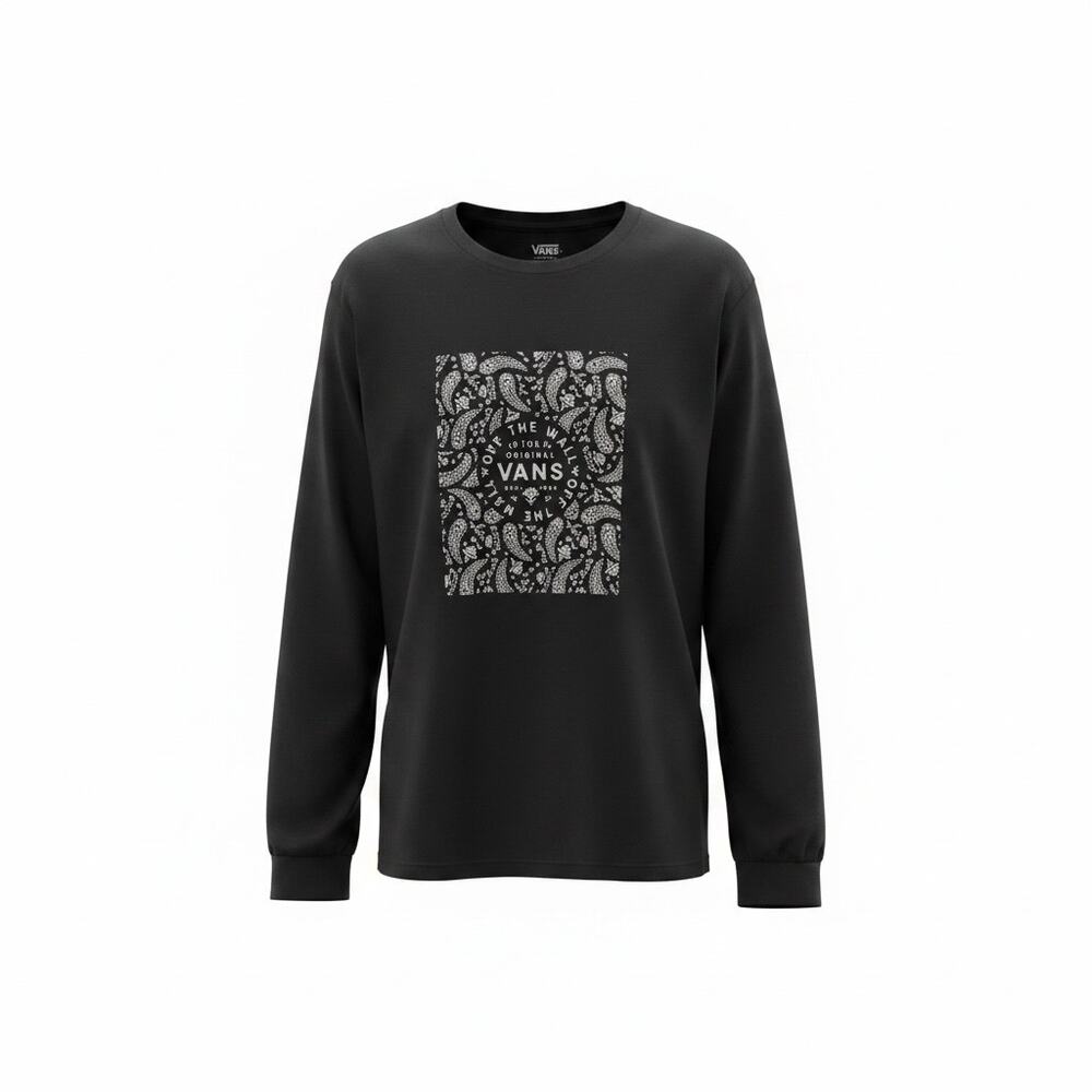 VANS Off the Wall Men's Bandana Paisley Long Sleeved Tshirt - Black - Size XX